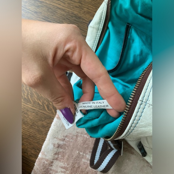 Vintage Y2K 90’S Square Patch Medium Leather White Snap Purse Bag Made in Italy - Picture 4 of 16